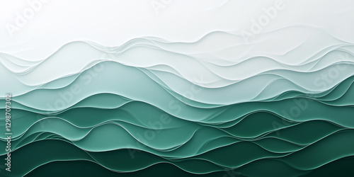 Abstract teal and white gradient waves creating a sense of depth and movement.