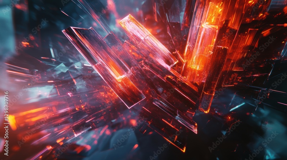 Obraz premium abstract red and blue crystal structure