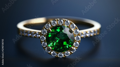 Anello con brillanti e smeraldo. Gioiello.