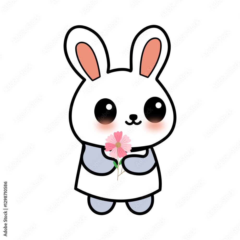 Obraz premium rabbit holding flower vector