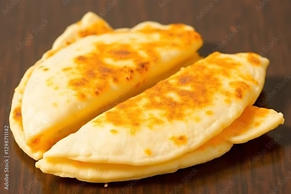 golden-brown folded pancakes are placed on dark wooden surface. golden-brown folded pancakes are placed on dark wooden surface.