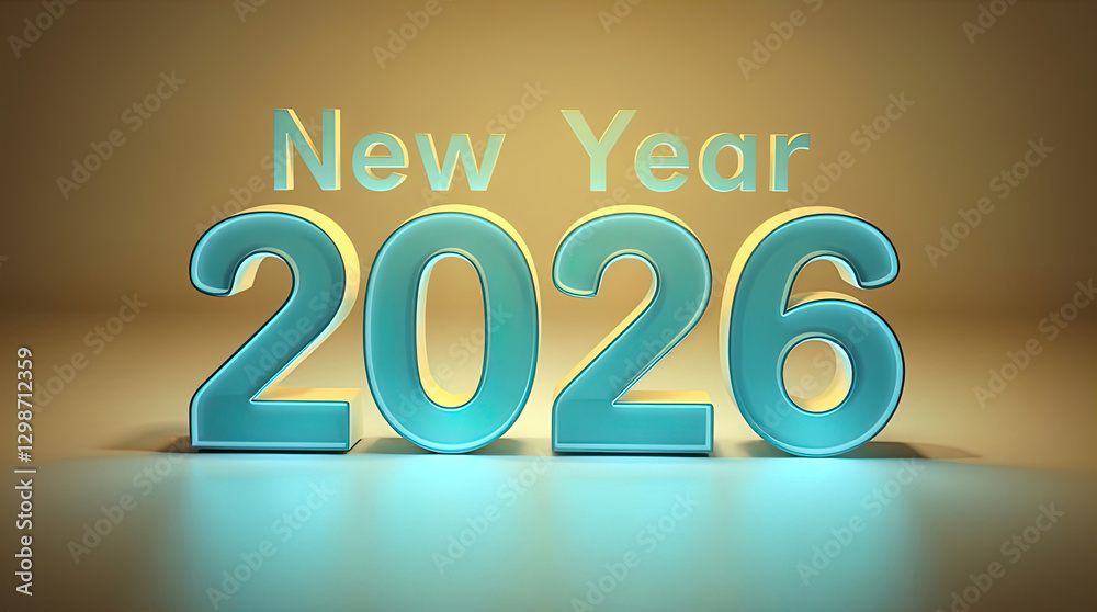 3d text New Year 2026 gold realistic rendering new year celebration