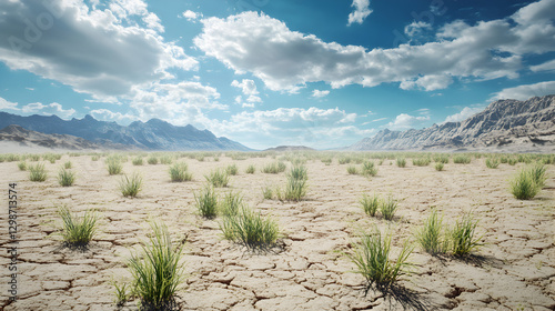 landscape transforming with sudden plant growth after rainfall 
