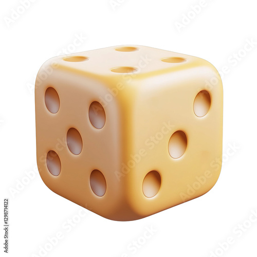 Luxurious golden 3D dice for casino gaming and luck, transparent background, png