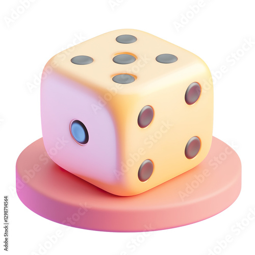 Luxurious golden 3D dice for casino gaming and luck, transparent background, png
