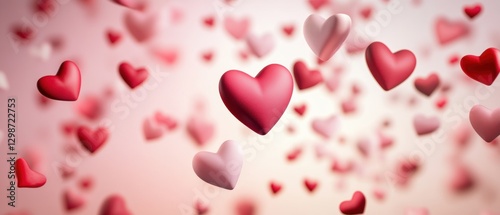 Floating hearts background for Valentines Day romantic love celebration, wedding decor, anniversary card design, love theme, festive decorations, sweet emotions.