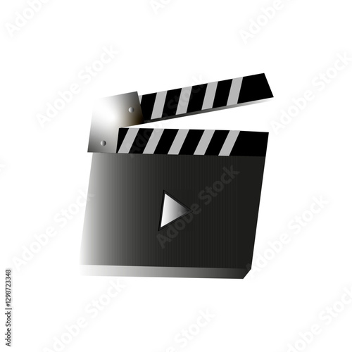 Movie Clapperboard Icon. Monochrome icon on white background. EPS10