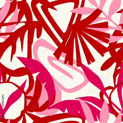 Tropical pattern, floral, leaves. Digital print in Repeat (rapport), Resolution 300 DPI, ideal for fashion, decoration and stationery.