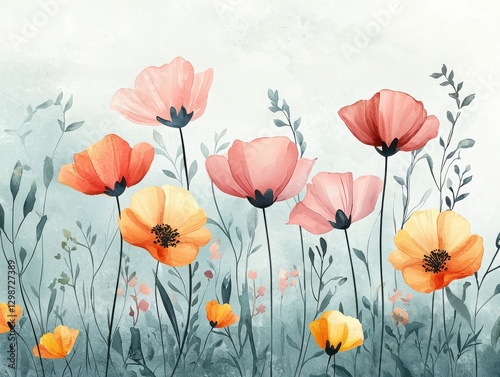 Expansive field of flowers in full bloom creating a colorful mosaic of petals under clear blue sky and bright sunlight