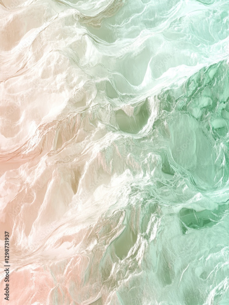 Fototapeta premium Abstract terrain formation with fluid waves and soft color gradations