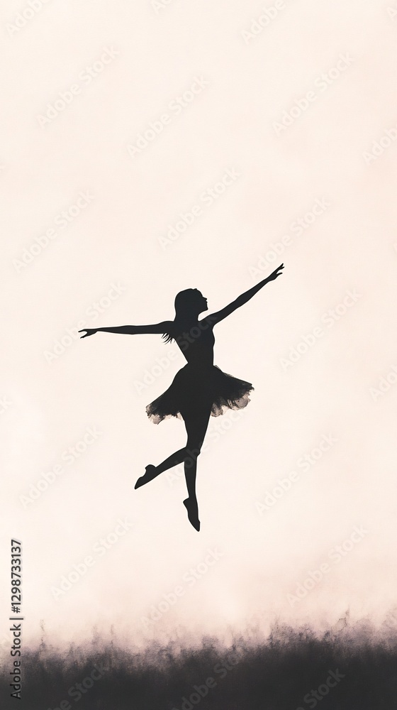 dancing woman silhouette pastel pink ivory background dancing woman silhouette pastel pink ivory background