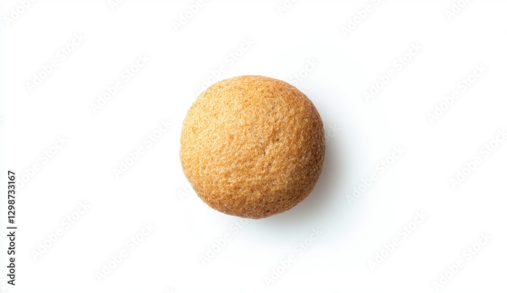 Round Golden Brown Cookie on White Background, Isolated View Round Golden Brown Cookie on White Background, Isolated View