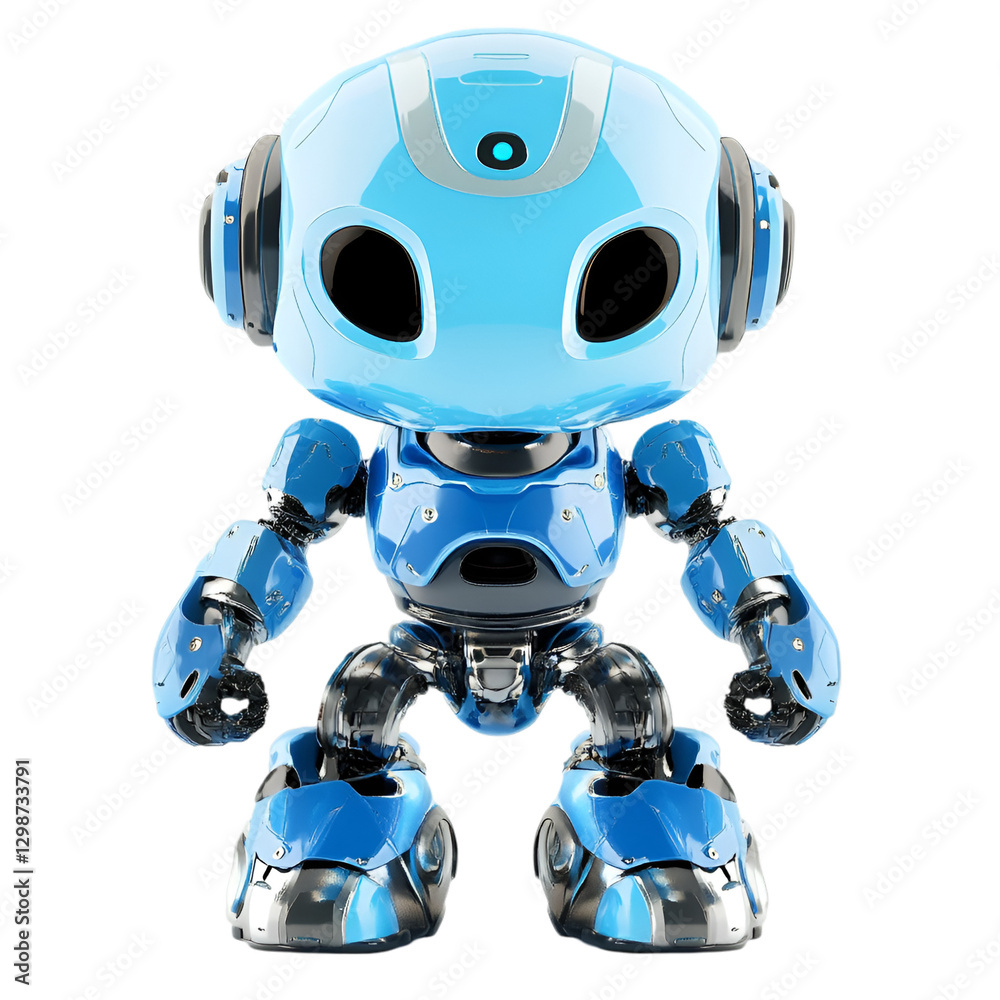 Adorable Blue Robot Ready for Action Cute Friendly Futuristic Technology Adorable Blue Robot Ready for Action Cute Friendly Futuristic Technology