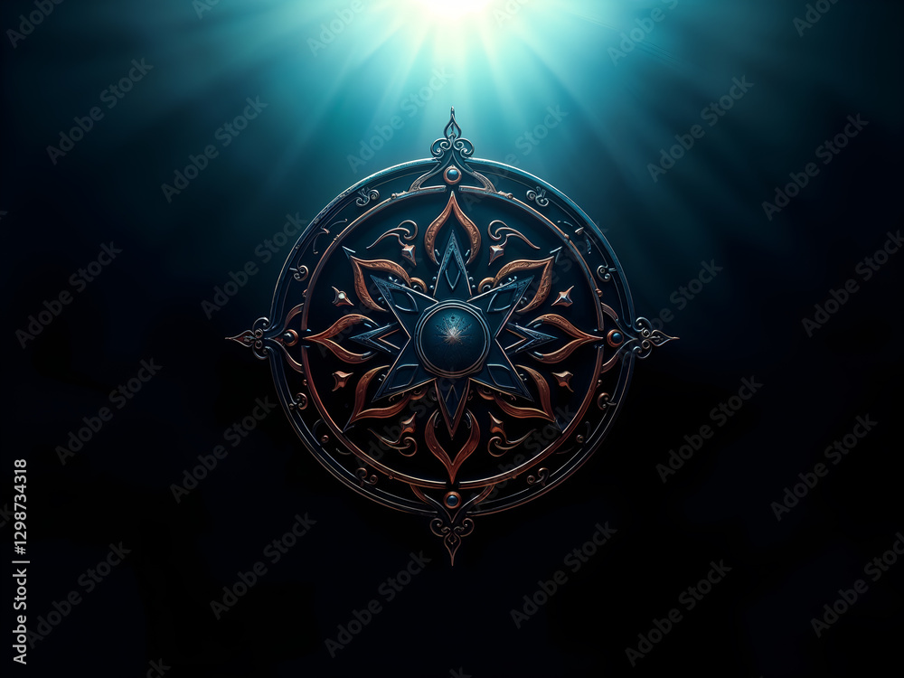 Fototapeta premium Glowing mandala design in a mystical light, symbolizing spiritual energy. Generative AI
