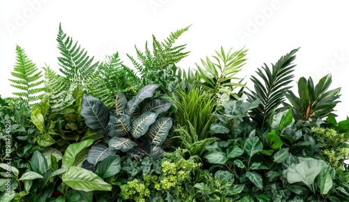 Lush Greenery Wall with Diverse Foliage and Tropical Leaves