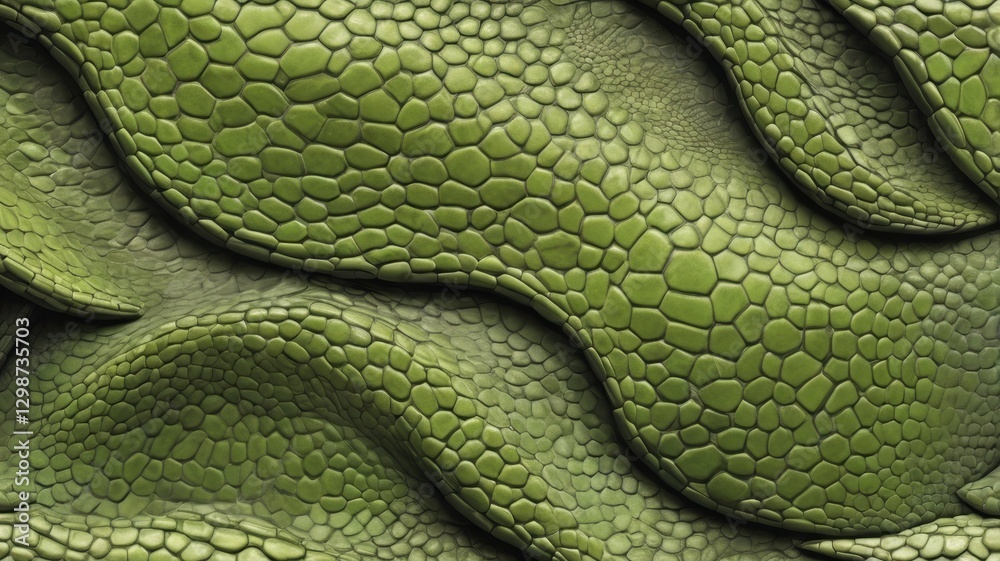 Obraz premium Abstract Green Reptile Skin Texture Wavy Scaled Pattern Background