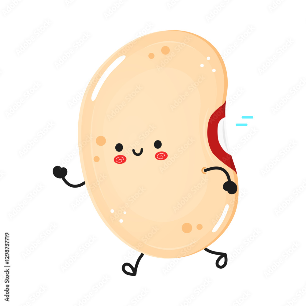 Running Beans Character. Joyful Legume with a Smile Running Beans Character. Joyful Legume with a Smile