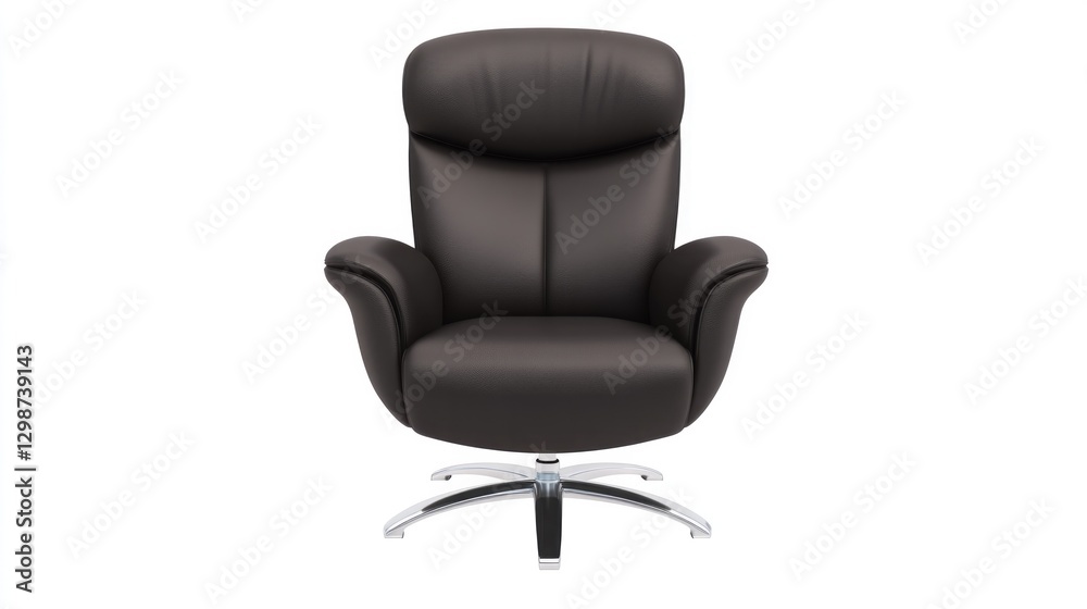 Stylish black armchair with sleek curves and comfortable cushion Stylish black armchair with sleek curves and comfortable cushion