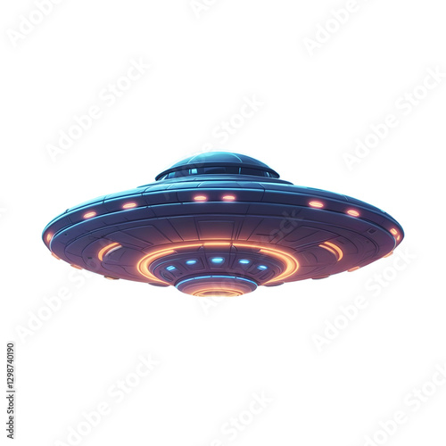 Futuristic UFO isolated on transparent background