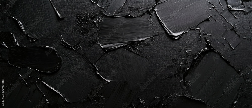 Fototapeta premium Black paint texture abstract background with glossy wet surface, ideal for artistic design, modern decor, and creative projects in interior design.