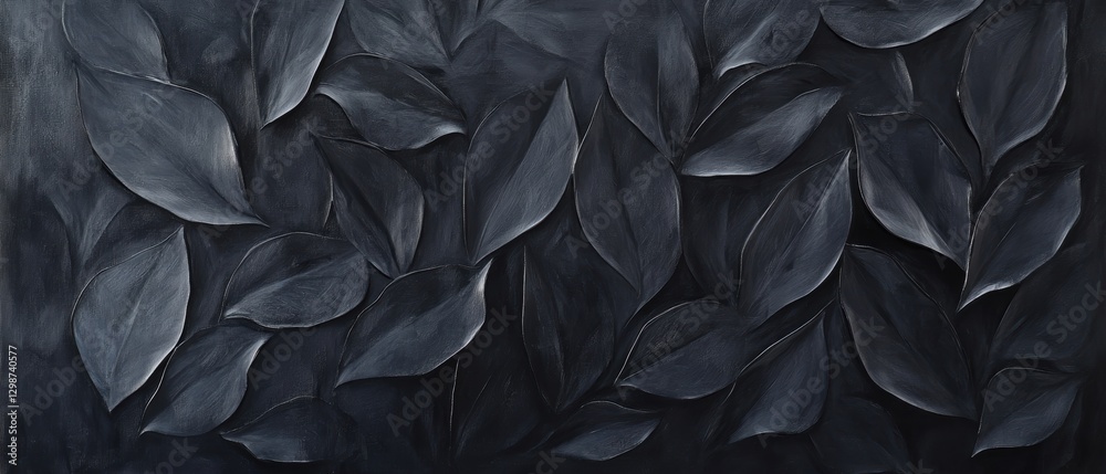 Black leaves textured background for modern decor, abstract design concept, minimalist art, botanical illustration, home interior styling, nature-inspired elements. Black leaves textured background for modern decor, abstract design concept, minimalist art, botanical illustration, home interior styling, nature-inspired elements.