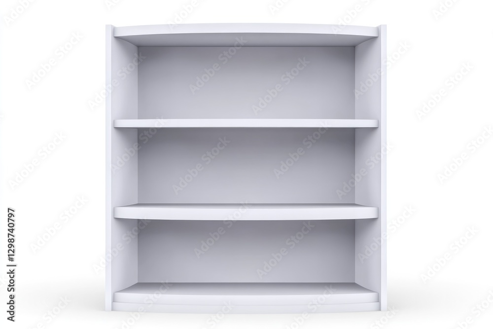 Minimalistic white shelving unit with three spacious compartment Minimalistic white shelving unit with three spacious compartment