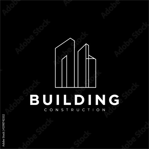 Minimalist Construction Logo Design with Geometric Building Outlines