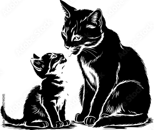 Affectionate black cats interacting at home animal cozy indoor environment heartwarming concept