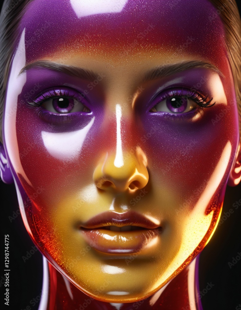 imaginary view, imaginary glass and female face view imaginary view, imaginary glass and female face view
