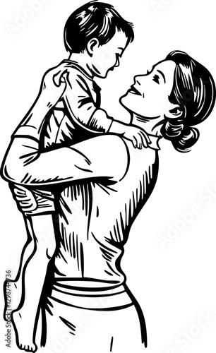 Mother embracing child home illustration warm atmosphere close-up view love and connection