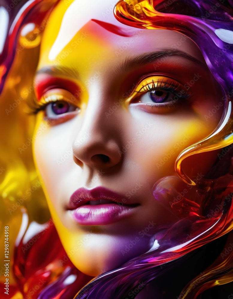 Fototapeta premium imaginary view, imaginary glass and female face view