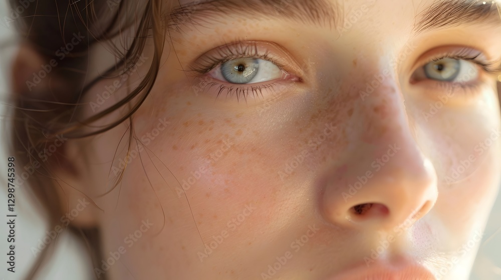 Fototapeta premium Glowing Skin Natural Makeup Portrait of a Beautiful Woman s Face