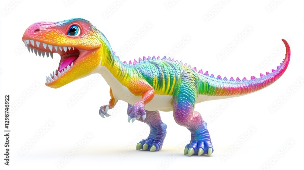 Obraz premium Colorful cartoon T-Rex on white background
