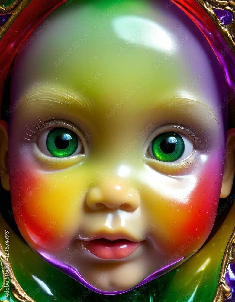 imaginary view, imaginary glass and baby face view imaginary view, imaginary glass and baby face view