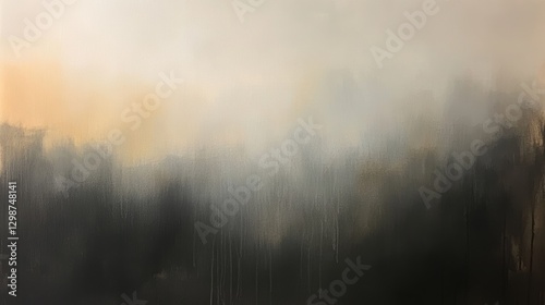 Abstract landscape with misty forest and soft colors, serene atmospheric background, nature-inspired art for home decor, calm and tranquil aesthetic.
