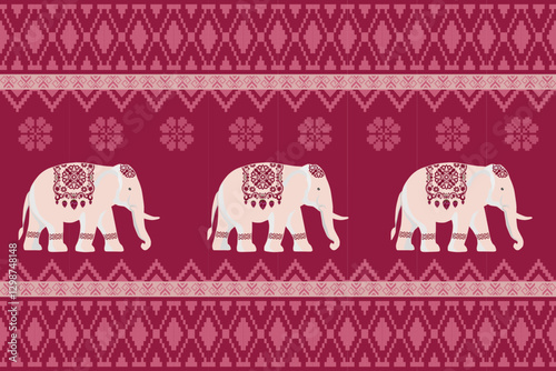 elephants pattern, Geometric
Beautiful Thailand,thai pattern,seamless,Traditional,ethnic,fabric pattern for textiles,rugs, wallpaper,clothing, sarong,batik,wrap,embroidery,print,background,cover, illu
