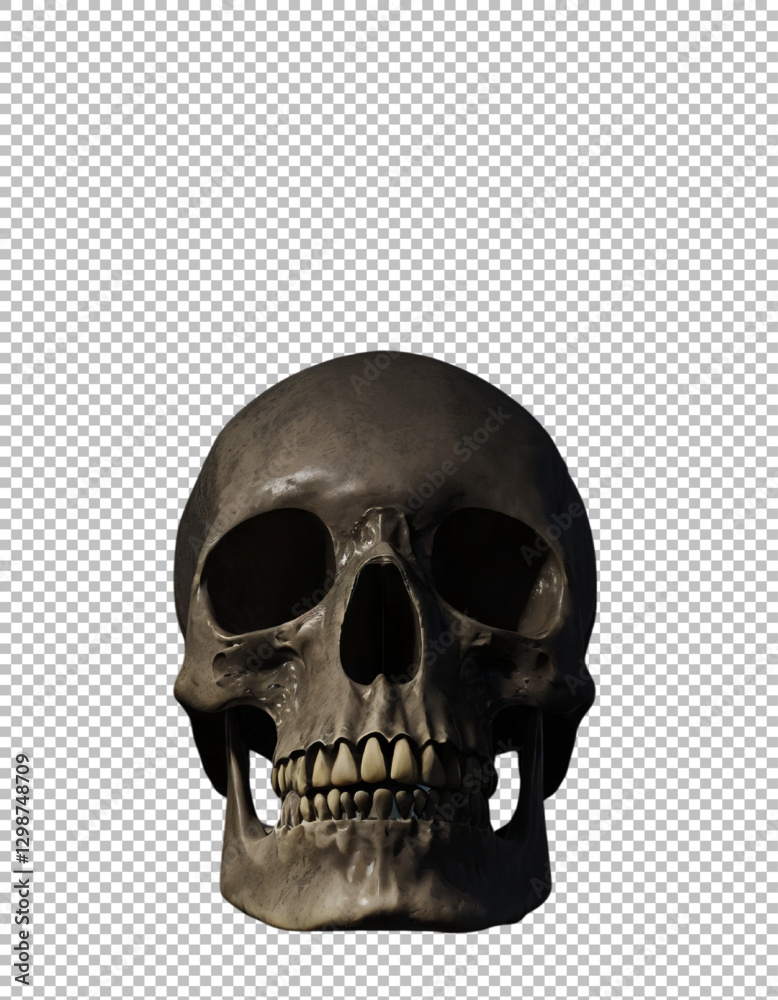Obraz premium Dark and Detailed Human Skull Illustration for Medical Use on transparent background, png, psd