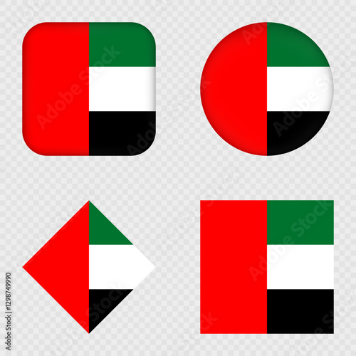 United Arab Emirates Flag Icons Pack. Vector illustration.