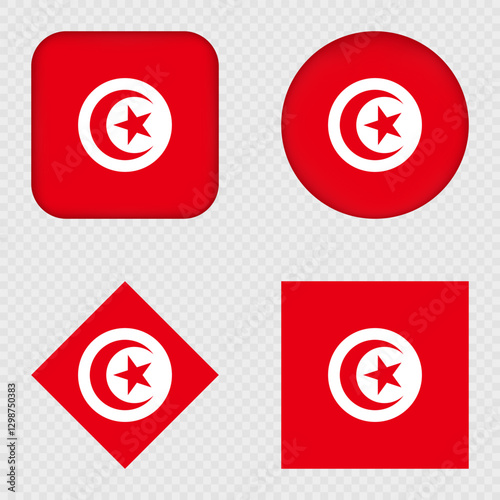 Tunisia Flag Icons Pack. Vector illustration.