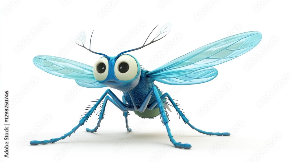 Fototapeta premium Cartoon mosquito in front of white background