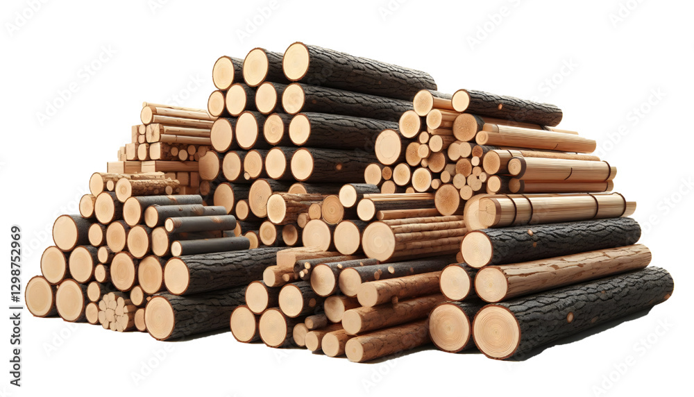 several stacked wooden logs isolated on white background several stacked wooden logs isolated on white background
