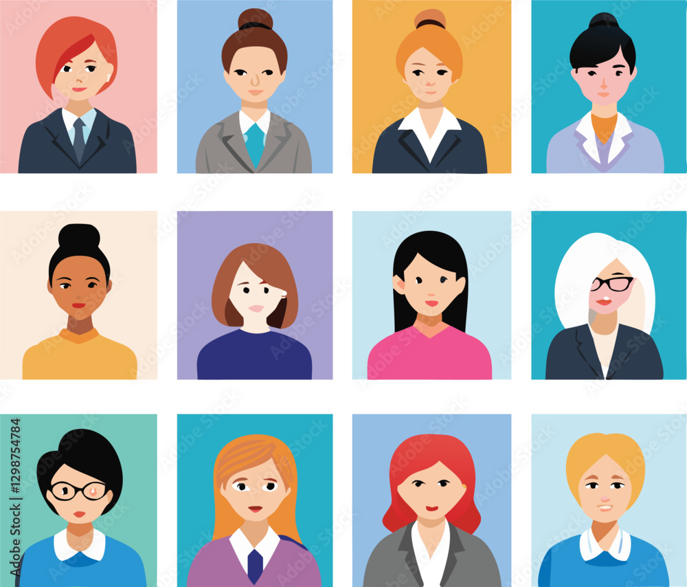 People Icons Set. Team Concept. Diverse business men and women avatar icons. Vector illustration of flat design people characters. People Icons Set. Team Concept. Diverse business men and women avatar icons. Vector illustration of flat design people characters.