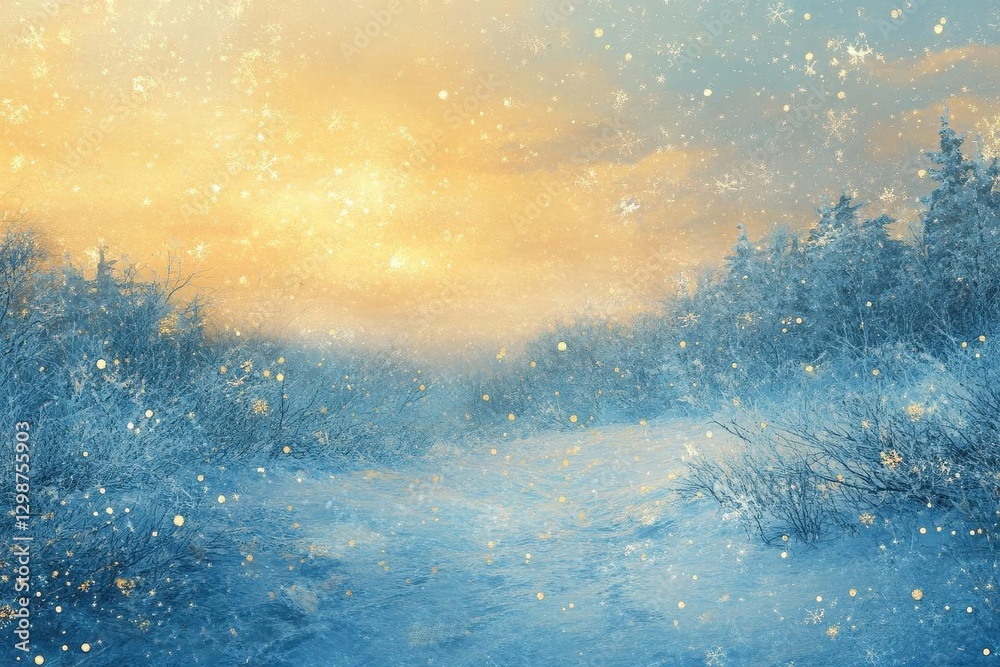 soft cerulean tundra with faint snowflakes under a golden twilight glowing icy sheen serene frozen calm vibrant cool texture for a background soft cerulean tundra with faint snowflakes under a golden twilight glowing icy sheen serene frozen calm vibrant cool texture for a background