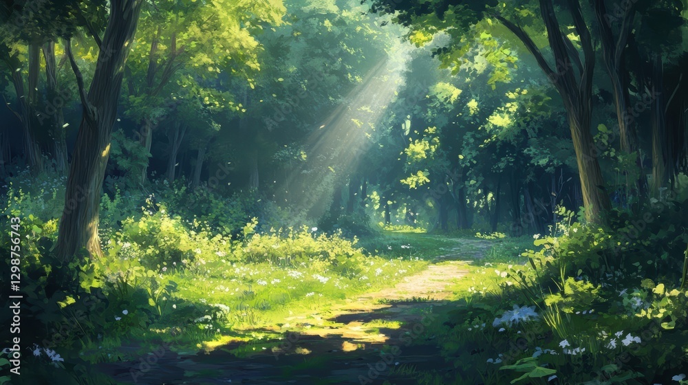 Obraz premium sunlit forest path