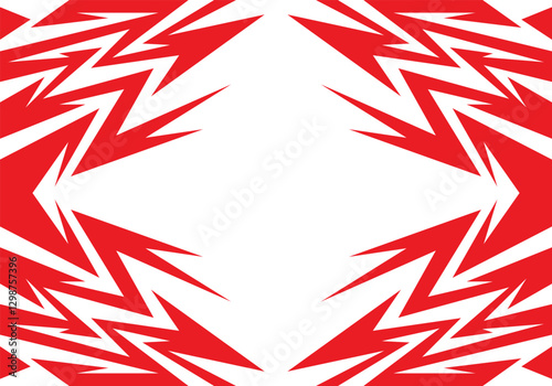Abstract red and white background with spikes and zigzag narrow line pattern work