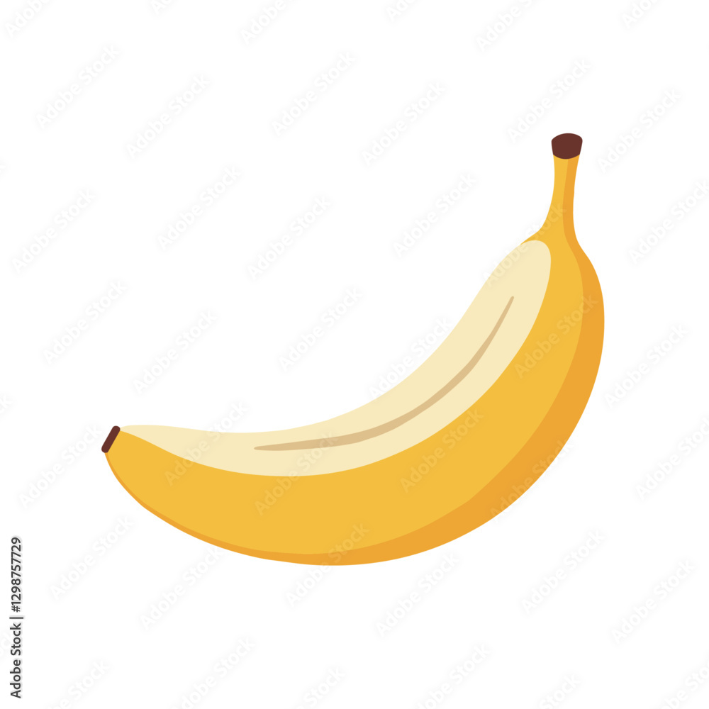 Flat illustration of a yellow banana with a brown tip against a perfect for adding a touch of tropical fun to any design Flat illustration of a yellow banana with a brown tip against a perfect for adding a touch of tropical fun to any design