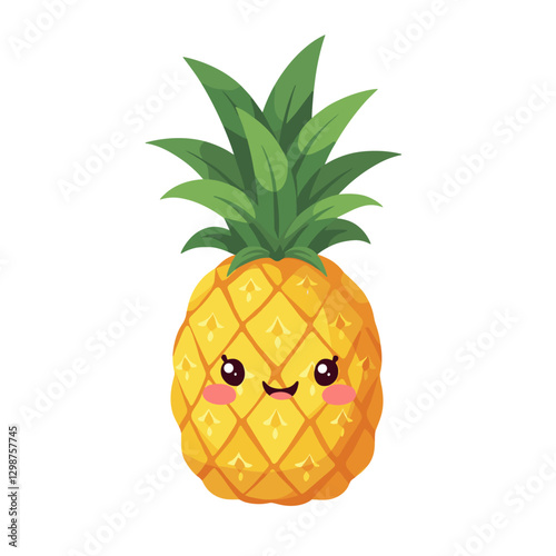 Adorable pineapple character with a cheerful expression perfect for summer vibes and playful designs Vector illustration on