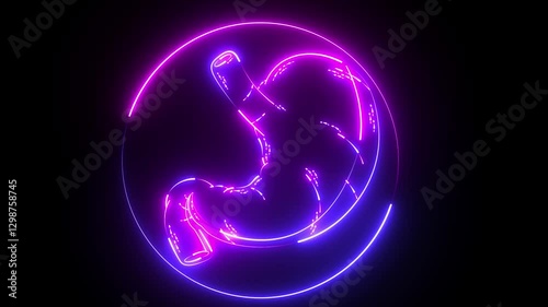 Wallpaper Mural Animation of a human stomach with glowing neon lines. Neon Human Digestive System Stomach Anatomy Animation. Glowing neon line Human stomach icon. Neon Stomach Anatomy icon. Torontodigital.ca