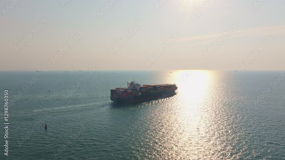 Freight ship cruising the ocean for transport, Thailand. High quality 4k footage Freight ship cruising the ocean for transport, Thailand. High quality 4k footage