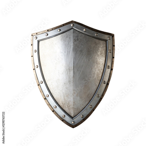Medieval Steel Shield with Riveted Metal Border